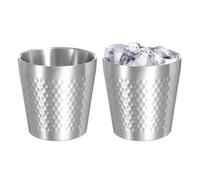 sourcing map 2 Pcs Stainless Steel Cups, 6oz/175ml Metal Cups Diamond Textured Insulated Portable Stackable Drinking Tumblers for Home Restaurant Outdoor Travel Camping, Silver
