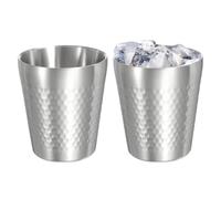 sourcing map 2 Pcs Stainless Steel Cups, 9oz/260ml Metal Cups Diamond Textured Insulated Portable Stackable Drinking Tumblers for Home Restaurant Outdoor Travel Camping, Silver