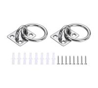 sourcing map 2 Pcs Stainless Steel Pad Eye Plate, 0.24" M4 Heavy Duty Marine Hardware Staple Hooks Loop with Screws for Ceiling Hanging Hammock Swing Chair Yoga Trapeze, Silver Square Shape