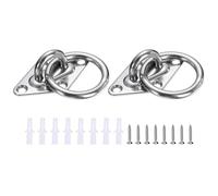 sourcing map 2 Pcs Stainless Steel Pad Eye Plate, 0.24" M6 Heavy Duty Marine Hardware Hooks Diamond with Screws for Ceiling Hanging Hammock Swing Chair Yoga Trapeze, Silver Tone Diamond Shape