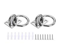 sourcing map 2 Pcs Stainless Steel Pad Eye Plate, 0.31" M5 Heavy Duty Marine Hardware Hooks Diamond with Screws for Ceiling Hanging Hammock Swing Chair Yoga Trapeze, Silver Tone Square Shape
