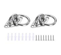 sourcing map 2 Pcs Stainless Steel Pad Eye Plate, 0.31" M5 Heavy Duty Marine Hardware Hooks Diamond with Screws for Ceiling Hanging Hammock Swing Chair Yoga Trapeze, Silver Tone Diamond Shape