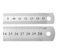 sourcing map 2 Pcs Steel Ruler 6"/12" Machinist Metal Ruler Carbon Steel Metric Straight Edge Measuring Tools 0.3mm Thick for Engineering Architect Drawing Home Office