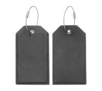 sourcing map 2 Pcs Suitcase Tags, Black Leather Luggage Name Tags Travel Accessories Airplane Travel Essentials for Flying Hotel Check in Luggage Bags Men Women, 4.53 x 2.48 x 0.14