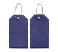 sourcing map 2 Pcs Suitcase Tags, Deep Blue Leather Luggage Name Tags Travel Accessories Airplane Travel Essentials for Flying Hotel Check in Luggage Bags Men Women, 4.53 x 2.48 x 0.14