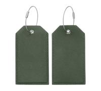 sourcing map 2 Pcs Suitcase Tags, Deep Green Leather Luggage Name Tags Travel Accessories Airplane Travel Essentials for Flying Hotel Check in Luggage Bags Men Women, 4.53 x 2.48 x 0.14
