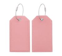 sourcing map 2 Pcs Suitcase Tags, Pink Leather Luggage Name Tags Travel Accessories Airplane Travel Essentials for Flying Hotel Check in Luggage Bags Men Women, 4.53 x 2.48 x 0.14