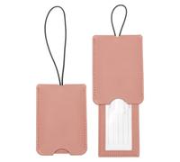 sourcing map 2 Pcs Suitcase Tags, Pink Leather Luggage Name Tags Travel Accessories Airplane Travel Essentials for Flying Hotel Check in Luggage Bags Men Women, 4.33 x 2.95 x 0.2