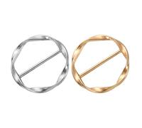 sourcing map 2 Pcs T-shirt Clips, 34mm(1-5/16") Round Metal Silk Scarf Ring Clip, Clothes Knotting Buckle Ring Wrap Holder for Women Scarf, Loose T-shirt, Bright Gold/Bright Silver