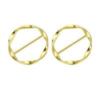 sourcing map 2 Pcs T-shirt Clips, 34mm(1-5/16") Round Metal Silk Scarf Ring Clip, Clothes Knotting Buckle Ring Wrap Holder for Women Scarf, Loose T-shirt, Golden