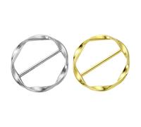 sourcing map 2 Pcs T-shirt Clips, 34mm(1-5/16") Round Metal Silk Scarf Ring Clip, Clothes Knotting Buckle Ring Wrap Holder for Women Scarf, Loose T-shirt, Golden/Bright Silver