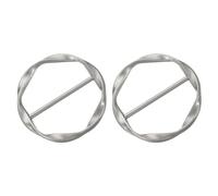 sourcing map 2 Pcs T-shirt Clips, 34mm(1-5/16") Round Metal Silk Scarf Ring Clip, Clothes Knotting Buckle Ring Wrap Holder for Women Scarf, Loose T-shirt, Matte Silver