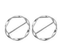 sourcing map 2 Pcs T-shirt Clips, 34mm(1-5/16") Round Metal Silk Scarf Ring Clip, Clothes Knotting Buckle Ring Wrap Holder for Women Scarf, Loose T-shirt, Bright Silver