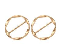 sourcing map 2 Pcs T-shirt Clips, 34mm(1-5/16") Round Metal Silk Scarf Ring Clip, Clothes Knotting Buckle Ring Wrap Holder for Women Scarf, Loose T-shirt, Bright Gold