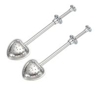 sourcing map 2 Pcs Tea Infuser for Loose Leaves, Stainless Steel Tea Infuser Filter, Adjustable Handle Ball Steeper Diffuser Strainers for Cup and Teapot, Heart Shaped, Silver