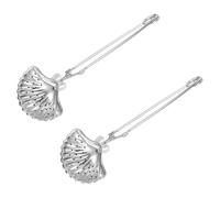 sourcing map 2 Pcs Tea Infuser, Stainless Steel Loose Leaf Tea Infuser Filter for Cup and Teapot, Long Handle Tea Steeper Strainers for Tearoom Office Home, Shell Shaped, Silver