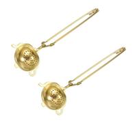 sourcing map 2 Pcs Tea Infuser, Stainless Steel Loose Leaf Tea Infuser Filter for Cup and Teapot, Long Handle Tea Steeper Strainers for Tearoom Office Home, Teapot Shaped, Golden