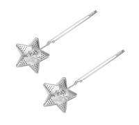 sourcing map 2 Pcs Tea Infuser, Stainless Steel Loose Leaf Tea Infuser Filter for Cup and Teapot, Long Handle Tea Steeper Strainers for Tearoom Office Home, Star Shaped, Silver
