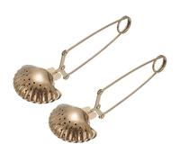 sourcing map 2 Pcs Tea Infuser, Stainless Steel Loose Leaf Tea Infuser Filter, Long Handle Tea Steeper Strainers for Cup and Teapot for Tearoom Office Home, Shell Shaped Rose Gold