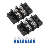 sourcing map 2 Pcs Terminal Block 200-450V 20-30A Dual Rows 2P DIN Dual Row Screw Terminals Strip with 8 PCS Heat Shrink Wire Connectors