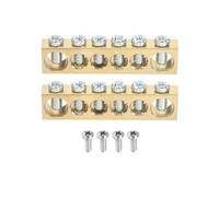 sourcing map 2 Pcs Terminal Ground Bar, 6 Positions Screw Brass Ground Terminal Blocks, M5 58x8x13mm Screw Block Barrier Brass with M4 Screw for Electrical Devices