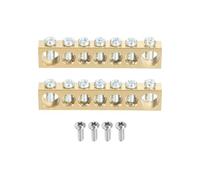 sourcing map 2 Pcs Terminal Ground Bar, 7 Positions Screw Brass Ground Terminal Blocks, M5 67x8x13mm Screw Block Barrier Brass with M4 Screw for Electrical Devices