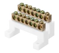 sourcing map 2 Pcs Terminal Ground Bar, 7 Positions Screw Brass Terminal Bus Bar, 8x12mm Ground Terminal Block for Electrical Equipment, Distribution Box, White