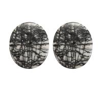 sourcing map 2 Pcs Thumb Worry Stone for Anxiety, Black Net Stone Relief Crystals Hand Thumb Stones Pocket Gems Natural Polished for Yoga Meditation Relief