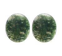 sourcing map 2 Pcs Thumb Worry Stone for Anxiety, Moss Agate Relief Crystals Hand Thumb Stones Pocket Gems Natural Polished for Yoga Meditation Relief