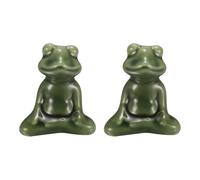 sourcing map 2 Pcs Toilet Bolt Covers, Ceramics Toilet Bolt Cap Frog Decor Covers Cute Frog Toilet Screw Cover Caps for Decor Bathroom 1.97"x1.97"x2.24", Light Green