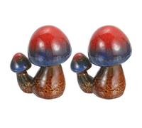 sourcing map 2 Pcs Toilet Bolt Covers, Ceramics Toilet Bolt Caps Mushroom Decor Covers Cute Mushroom Toilet Screw Cover Caps for Decor Bathroom 3.35"x2.17"x3.94", Red-Blue
