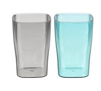 sourcing map 2 Pcs Toothbrush Glasses, 2.4 x 2.4 x 4.3 Inch Bathroom Tumbler Plastic Cup Unbreakable Reusable for Bathroom Brushing Teeth Rinsing Mouth Practical Gift, Blue/Gray