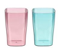 sourcing map 2 Pcs Toothbrush Glasses, 2.4 x 2.4 x 4.3 Inch Bathroom Tumbler Plastic Cup Unbreakable Reusable for Bathroom Brushing Teeth Rinsing Mouth Practical Gift, Pink/Blue