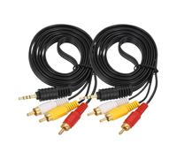 sourcing map 2 Pcs TRRS 3.5mm Male to Gold Plating 3RCA Jack Cable, 1.5M(5 Ft) Copper Core 2.5mm PVC Audio AUX Cable for High Fidelity Sound Transmission to TV/Amplifier/Speaker/Mobile