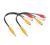 sourcing map 2 Pcs TRRS 3.5mm Male Yellow to Gold Plating 3RCA Female Cable, 0.23Meter(9 Inch) Copper Core 2.5mm PVC Audio AUX Cable for TV/Amplifier/Speaker/Mobile