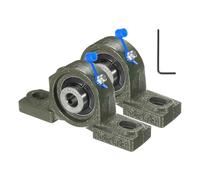 sourcing map 2 Pcs UCP201 Pillow Block Bearings 12mm Bore Self Alignment, Solid Cast Iron Base Mounted Chrome Steel Bearings