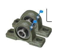sourcing map 2 Pcs UCP203 Pillow Block Bearings 15mm Bore Self Alignment, Solid Cast Iron Base Mounted Chrome Steel Bearings