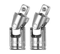 sourcing map 2 Pcs Universal Joint Socket Adapter 1/4" 40CR Steel Impact Swivel Socket Adapter 90 Degree Universal Joint for Wrench Driver Tool, Silver