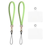 Sourcing Map 2 Pcs Universal Phone Lanyard, Detachable Wrist Strap Glitters with Phone Patches Luxury String Bling Strap for DIY, Earbuds, Keychain, Coin Purse, Wallet, Green