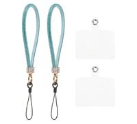 Sourcing Map 2 Pcs Universal Phone Lanyard, Detachable Wrist Strap Glitters with Phone Patches Luxury String Bling Strap for DIY, Earbuds, Keychain, Coin Purse, Wallet, Blue