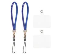 sourcing map 2 Pcs Universal Phone Lanyard, Detachable Wrist Strap Glitters with Phone Patches Luxury String Bling Phone Strap for DIY, Earbuds, Keychain, Coin Purse, Wallet, Deep Blue