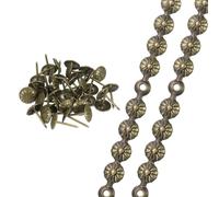 sourcing map 2 Pcs Upholstery Tacks Strips, 3.28ft Decorative Nails Strips D11mm Glossy Nail Trims for Furniture Sofa Headboard Chair DIY Crafts with Upholstery Nails, Gold (Flower)