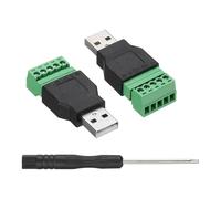 sourcing map 2 Pcs USB 2.0 A Screw Terminal Adapter, USB 2.0 Male Plug to 8 Pin Screw Terminal Connector, Ethernet Audio Adapter Home Accessories Extender CCTV Digital DVR Network Black