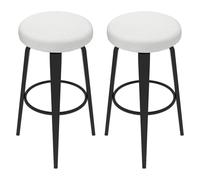 sourcing map 2 Pcs Velvet Bar Stool Covers, 10-14 Inch Round Bar Stool Cushions with Elastic Band Stretch Chair Seat Cover Washable Slipcovers for Round Stool Chair, White