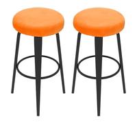 sourcing map 2 Pcs Velvet Bar Stool Covers, 10-14 Inch Round Bar Stool Cushions with Elastic Band Stretch Chair Seat Cover Washable Slipcovers for Round Stool Chair, Orange