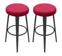 sourcing map 2 Pcs Velvet Bar Stool Covers, 10-14 Inch Round Bar Stool Cushions with Elastic Band Stretch Chair Seat Cover Washable Slipcovers for Round Stool Chair, Red