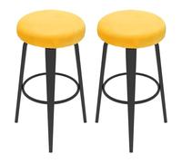 sourcing map 2 Pcs Velvet Bar Stool Covers, 14-18 Inch Round Bar Stool Cushions with Elastic Band Stretch Chair Seat Cover Washable Slipcovers for Round Stool Chair, Yellow