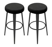 sourcing map 2 Pcs Velvet Bar Stool Covers, 14-18 Inch Round Bar Stool Cushions with Elastic Band Stretch Chair Seat Cover Washable Slipcovers for Round Stool Chair, Black
