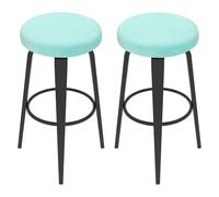 sourcing map 2 Pcs Velvet Bar Stool Covers, 14-18 Inch Round Bar Stool Cushions with Elastic Band Stretch Chair Seat Cover Washable Slipcovers for Round Stool Chair, Light Blue