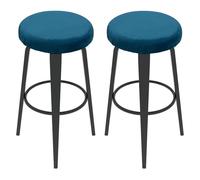 sourcing map 2 Pcs Velvet Bar Stool Covers, 14-18 Inch Round Bar Stool Cushions with Elastic Band Stretch Chair Seat Cover Washable Slipcovers for Round Stool Chair, Blue